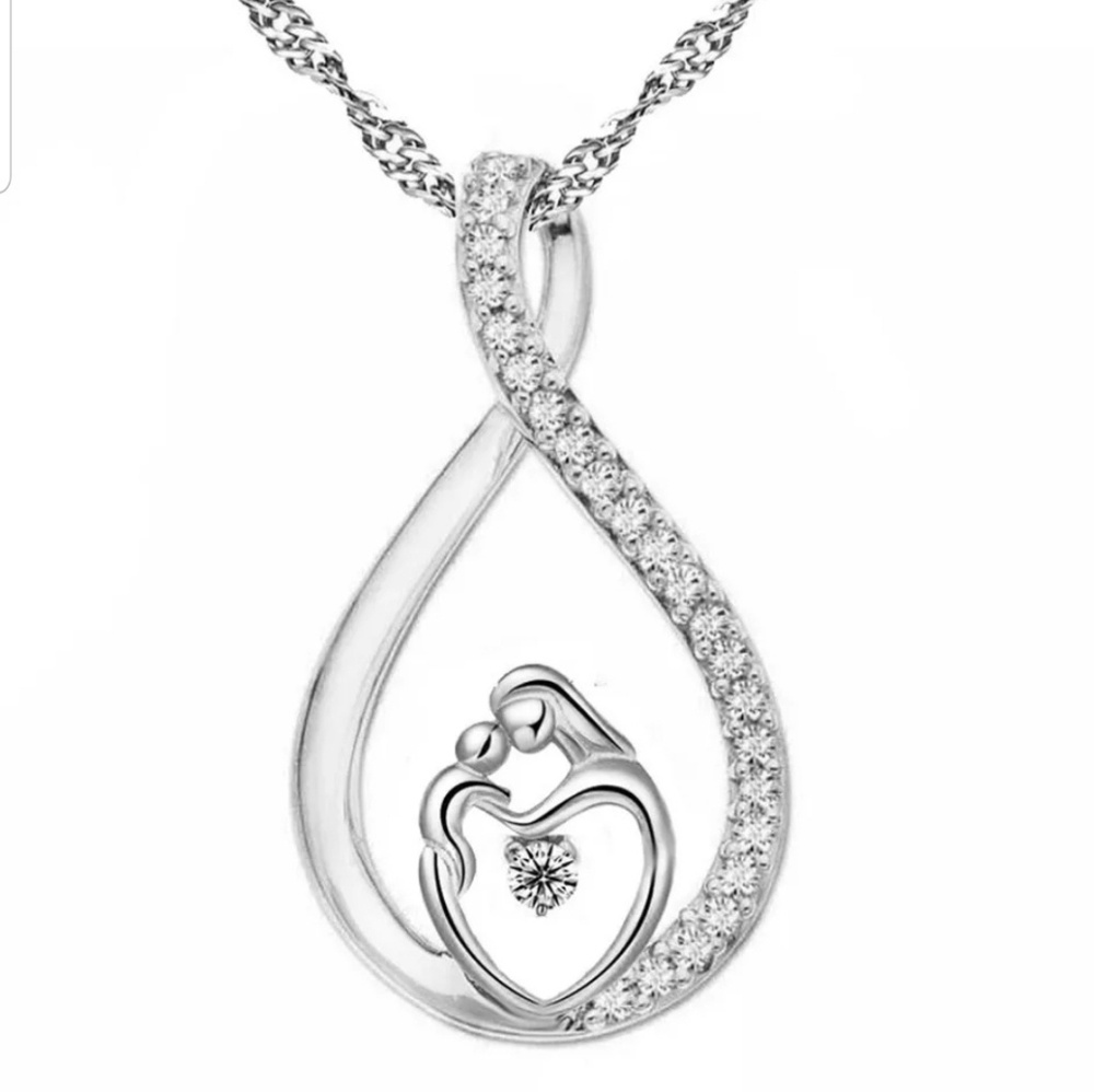 Mother's Day Gift. Mother and baby heart necklace